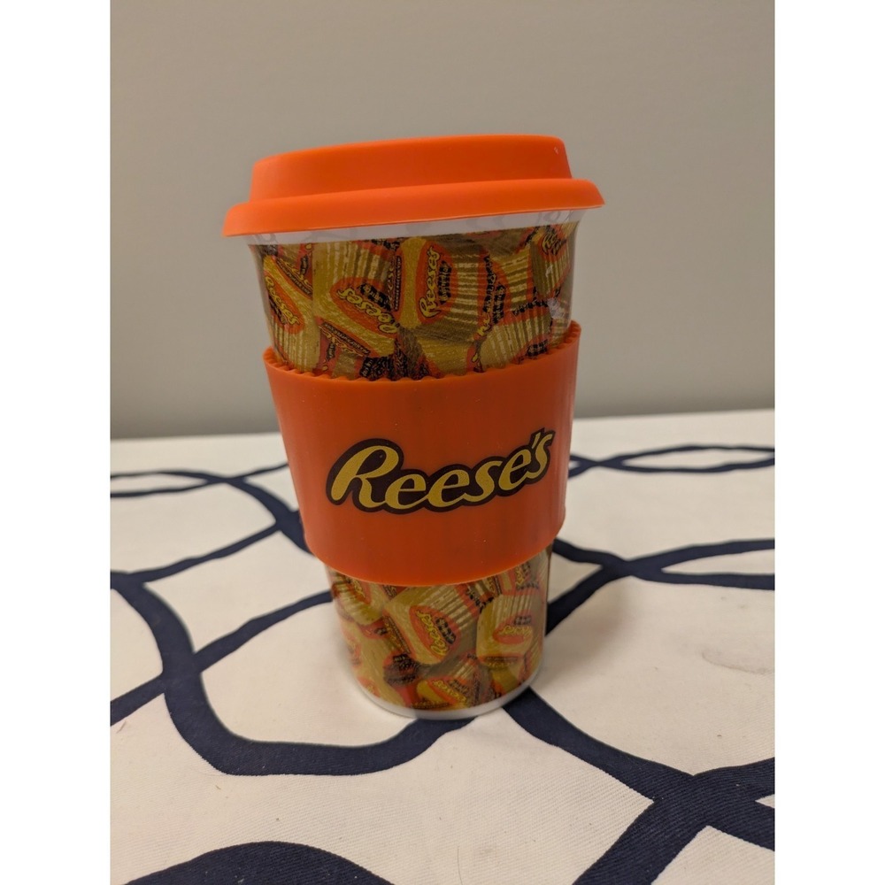 Galerie Reese's Peanut Butter Cups Ceramic Travel Mug Silicone Top & Sleeve